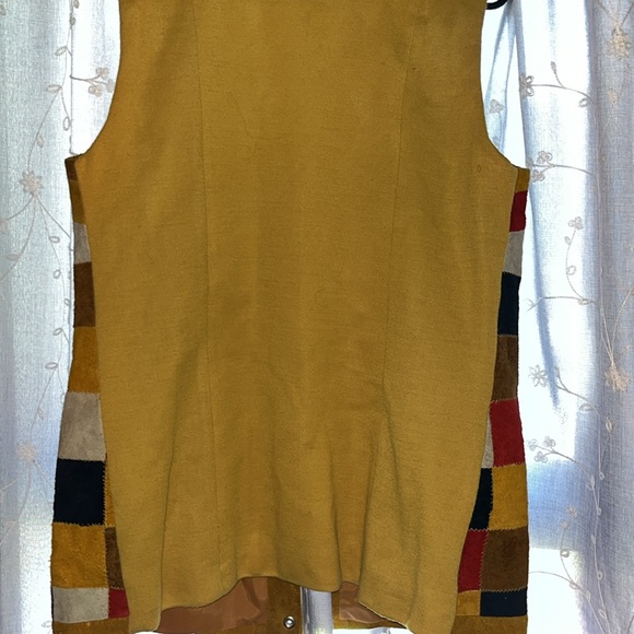 Vintage 70s genuine leather patched vest - Picture 3 of 4